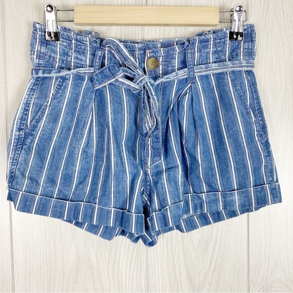 American Eagle | Hi Rise Tie Waist Striped Shorts Size 4 - Picture 1 of 5